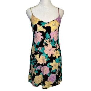 Billabong teal & pink floral print mini beach dress